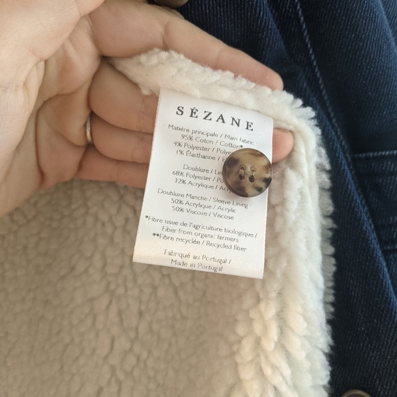 Sezane Will jacket in Denim with shearling collar size XS - Picture 5 of 6